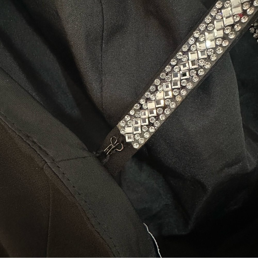 NWOT MAC DUGGAL Black 49106 Square Neck A Line Mini Dress Rhinestone Strap Sz 10 - Picture 10 of 16